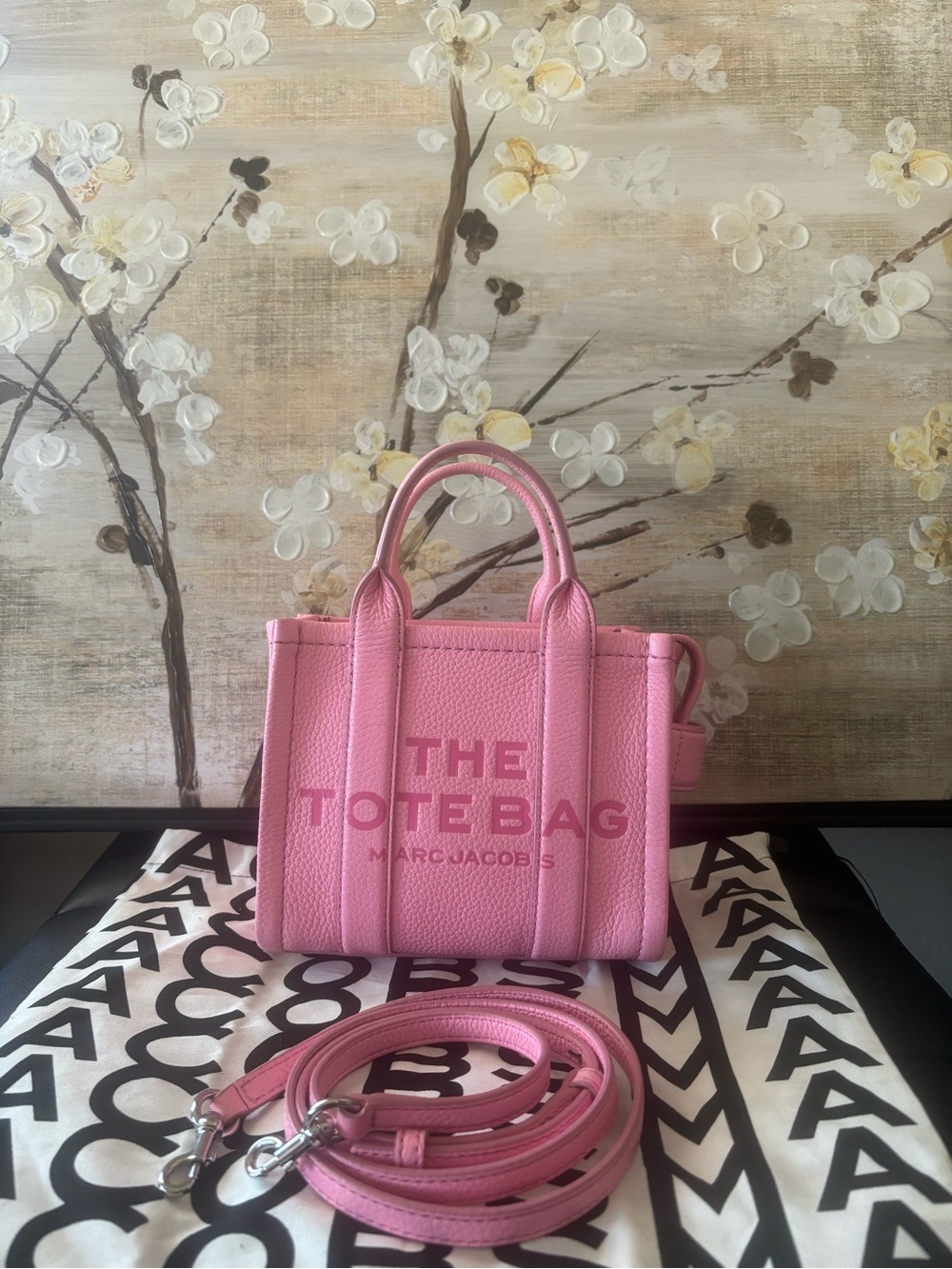 Marc Jacobs Pink Leather MINI The Tote Bag with Detachable Strap
